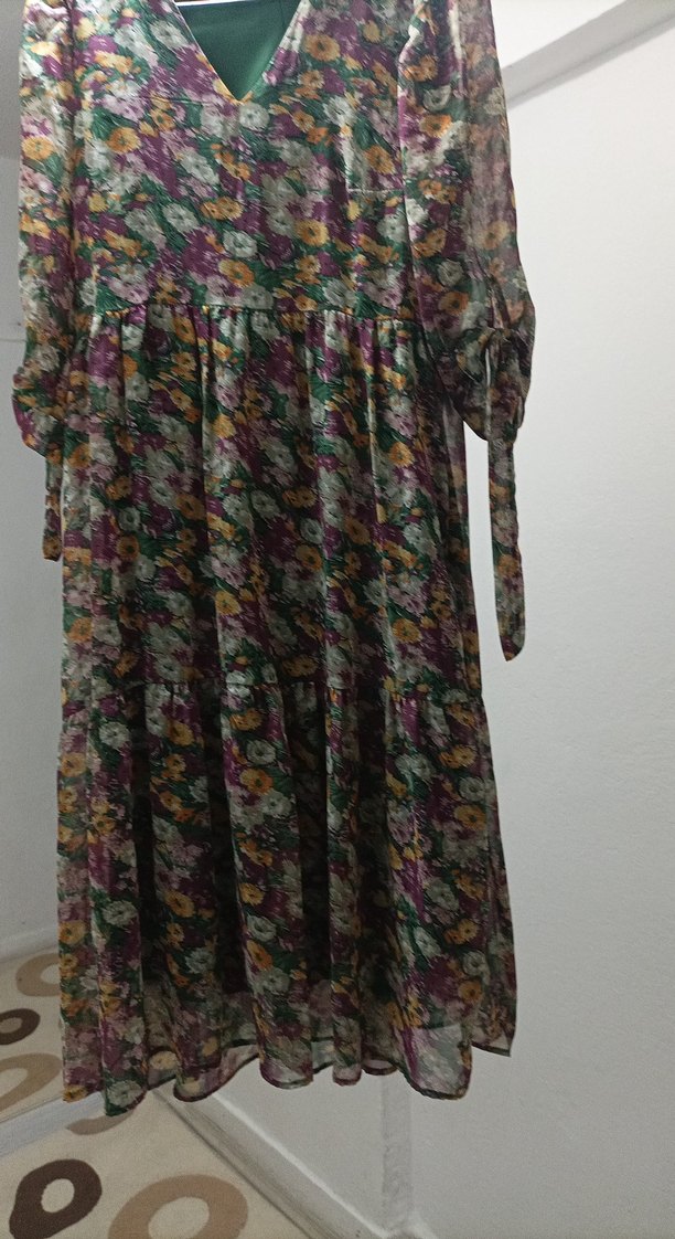 Çiçek Desenli Uzun Bohem Elbise - Görsel 3