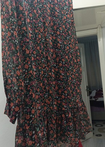 Çiçek Desenli Uzun Kollu Bohem Elbise - Görsel 4