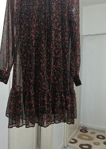 Çiçek Desenli Uzun Kollu Bohem Elbise - Görsel 2