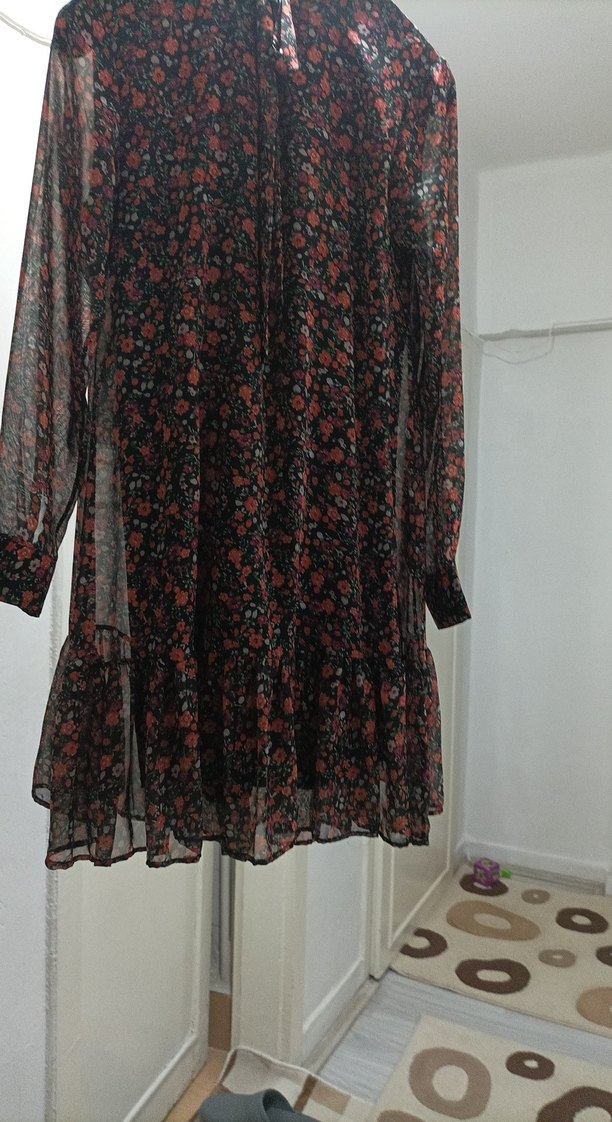 Çiçek Desenli Uzun Kollu Bohem Elbise - Görsel 2