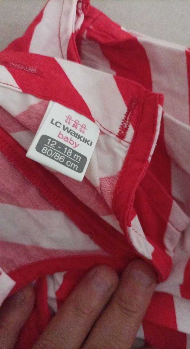 Kırmızı Çizgili Kız Çocuk Elbisesi - Görsel 2