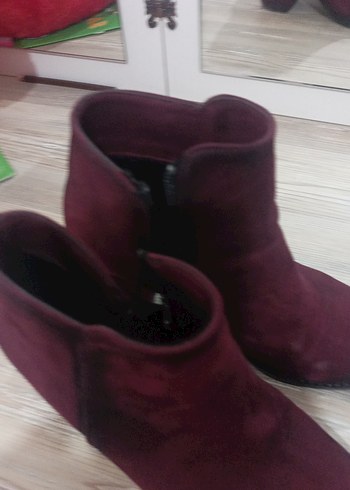 Bordo Süet Kadın Dolgu Topuklu Bot - Görsel 2