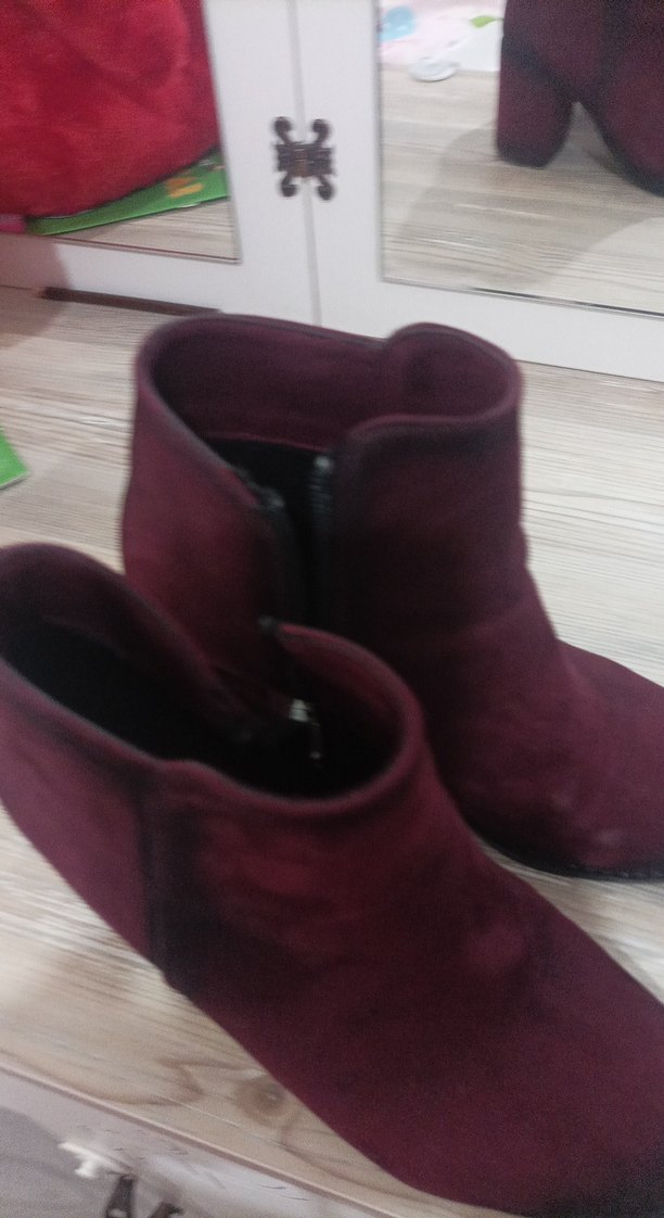 Bordo Süet Kadın Dolgu Topuklu Bot - Görsel 2