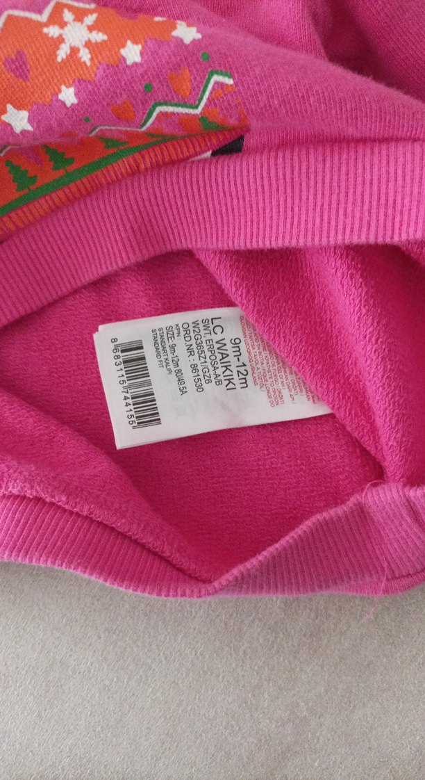 Kız Çocuk Pembe Baskılı Örme Sweatshirt - Görsel 2