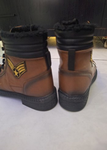 Deri Kahverengi Bağcıklı Biker Kadın Bot - Görsel 3