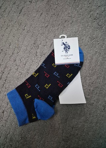 U.S Polo Assn. Renkli Desenli Lacivert Corap