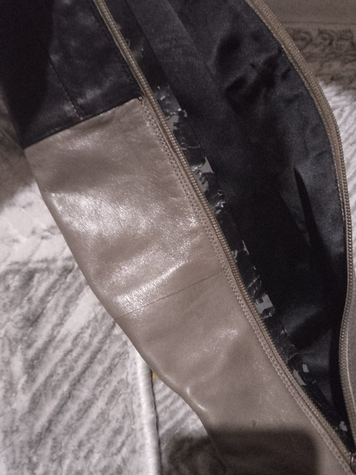 Bej Deri İnce Topuklu Dizüstü Bot - Görsel 5