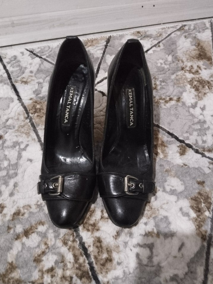 Klasik Siyah Tokalı Yüksek Topuklu Stiletto - Görsel 2