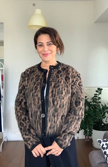 diğer Beden kahverengi Renk Leopar hırka