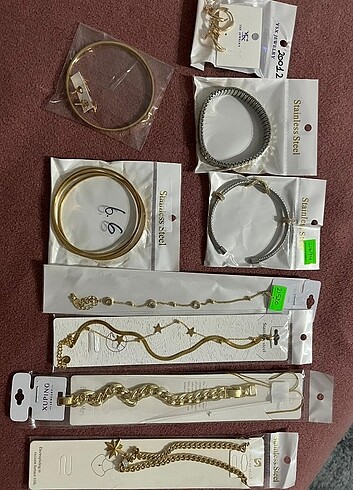 Çelik Gold Kelepçe küpe bileklik set