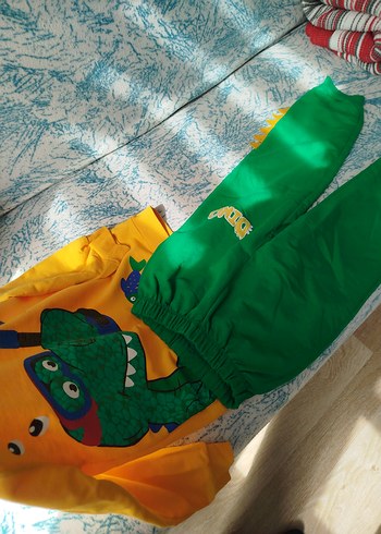 Renkli Dinozor Baskılı Erkek Çocuk Pijama Takımı