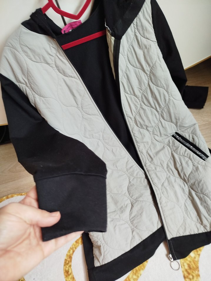 Gri Uzun Fermuarlı Kadın Ceket - Görsel 5