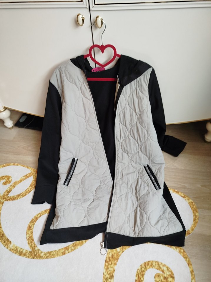 Gri Uzun Fermuarlı Kadın Ceket - Görsel 4