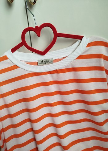 Turuncu Çizgili Hamile Uzun Kollu Tişört - Görsel 2