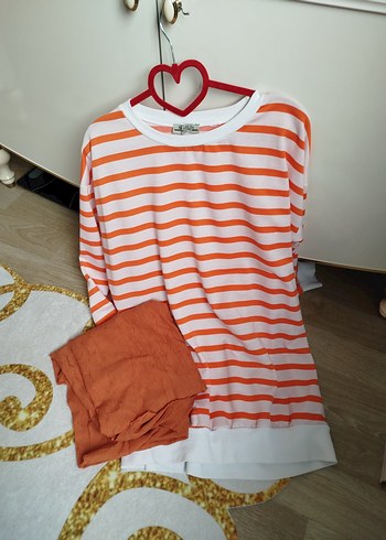 Turuncu Çizgili Hamile Uzun Kollu Tişört - Görsel 6