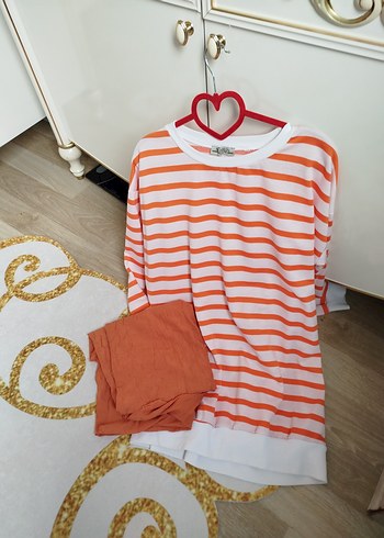 Turuncu Çizgili Hamile Uzun Kollu Tişört - Görsel 4