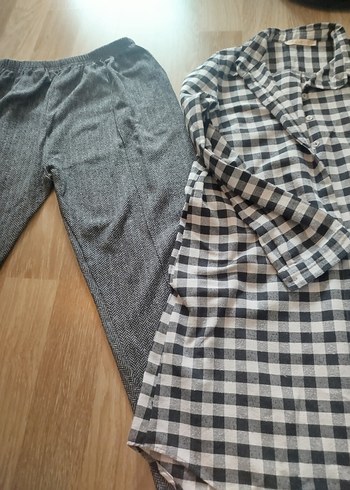 Gri Düğmeli gömlek takım - Görsel 3