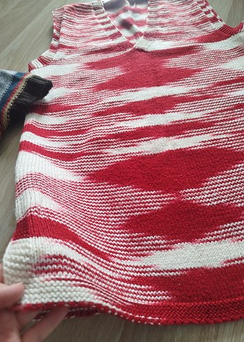 Çok Renkli Triko Hırkası Kapüşonlu - Görsel 5