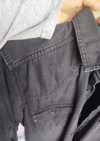 Gri Denim Erkek Gömlek - Görsel 7