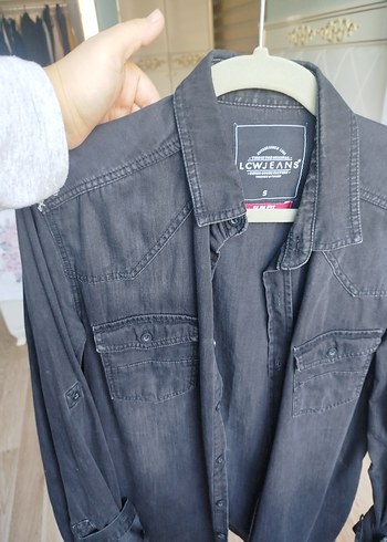 Gri Denim Erkek Gömlek - Görsel 4