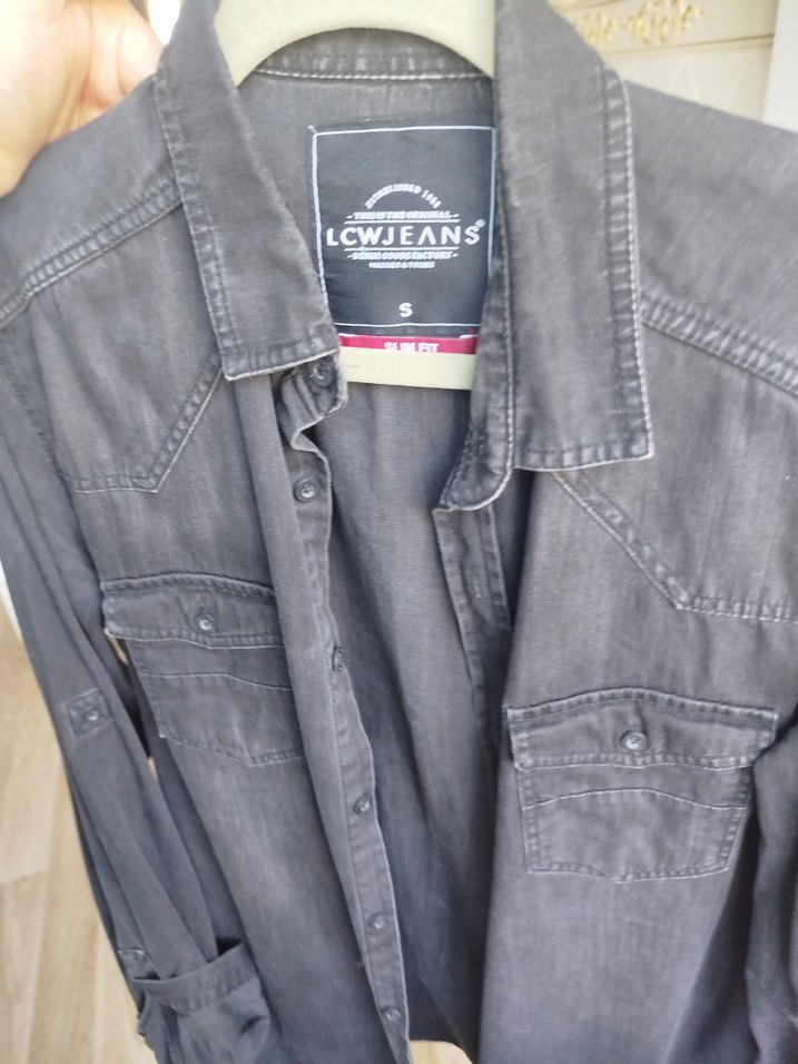 Gri Denim Erkek Gömlek - Görsel 3