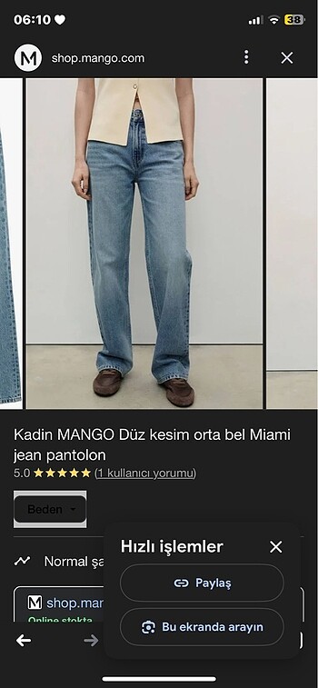 mango kot pantolon