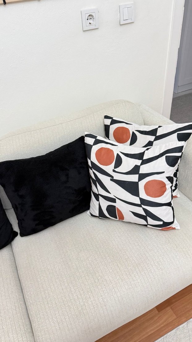 English Home Wendy Kırlent Kılıfı Ekru-Kiremit - Görsel 2