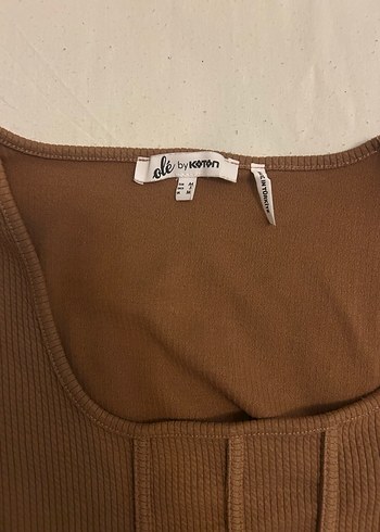 m Beden kahverengi Renk Uzun Kollu Kahverengi Crop Top