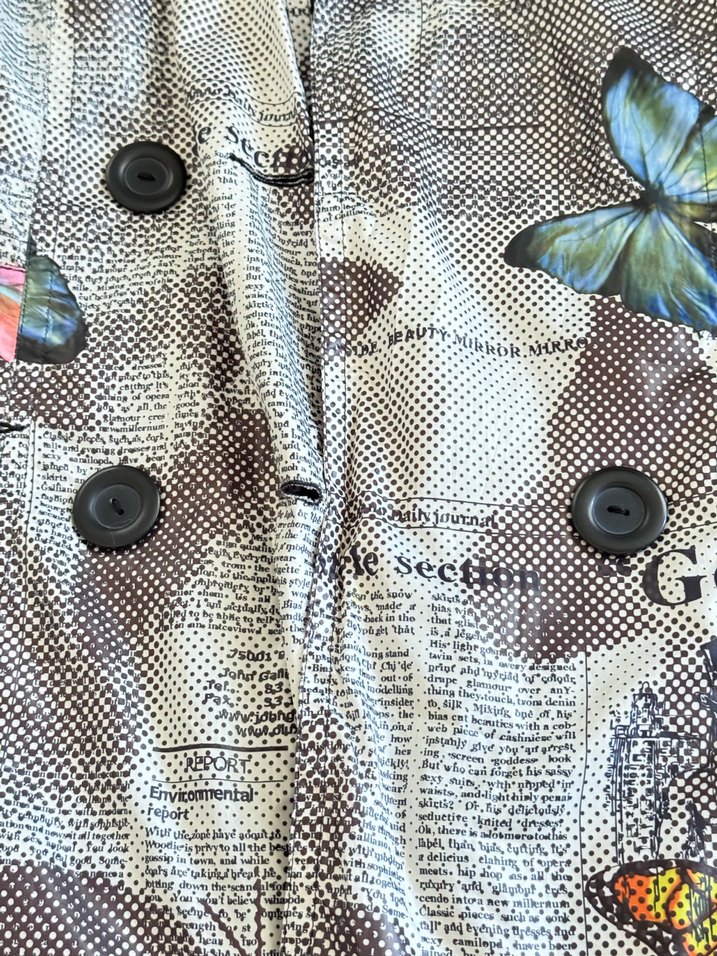 Mango Desenli Gri Uzun Kadın yağmurluk - Görsel 3