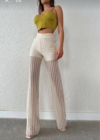 Bershka İspanyol paça transparan pantolon
