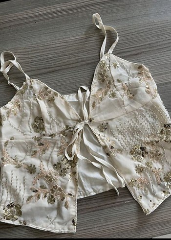 Diğer Nakışlı, Boncuklu, Askılı Mini Büstiyer