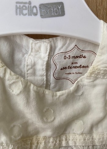 idil Baby Kız Çocuk Beyaz Nakışlı Pamuklu Elbise