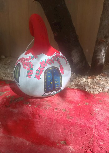 Renkli Desenli el boyaması su kabağı - Görsel 3