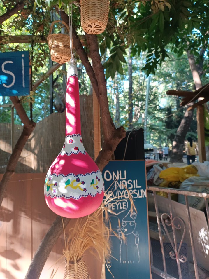 Renkli Pembe el yapımı su kabağı boyama - Görsel 2