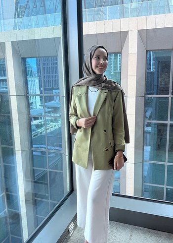 Kadın Haki Midi Blazer Ceket