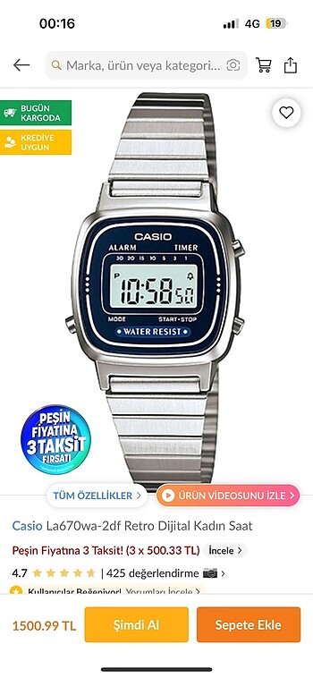 Casio ince gümüş kol saati