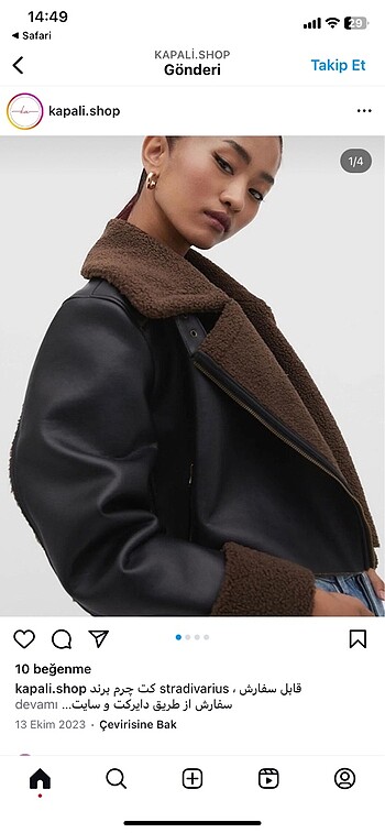 s Beden kahverengi Renk Stradivarius biker mont