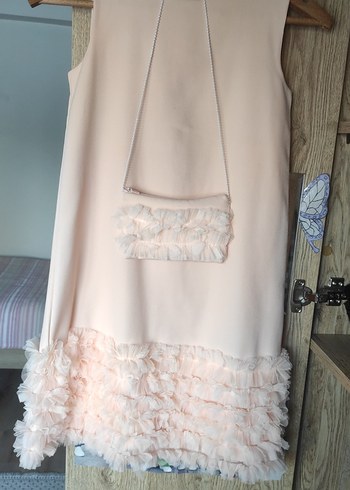 Pudra Renk Kız Çocuk Fırfırlı Elbise - Görsel 7