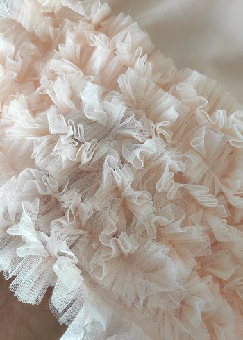 Pudra Renk Kız Çocuk Fırfırlı Elbise - Görsel 2