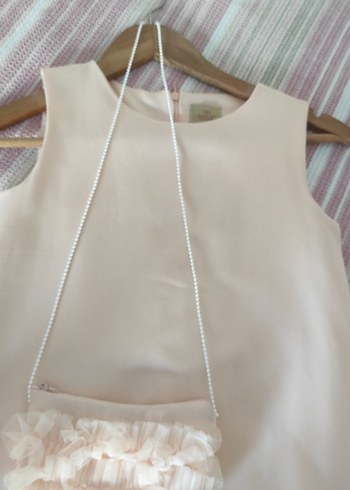 Pudra Renk Kız Çocuk Fırfırlı Elbise - Görsel 3