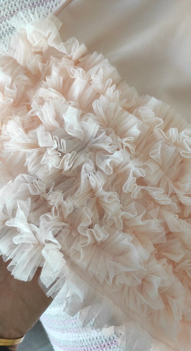 Pudra Renk Kız Çocuk Fırfırlı Elbise - Görsel 2