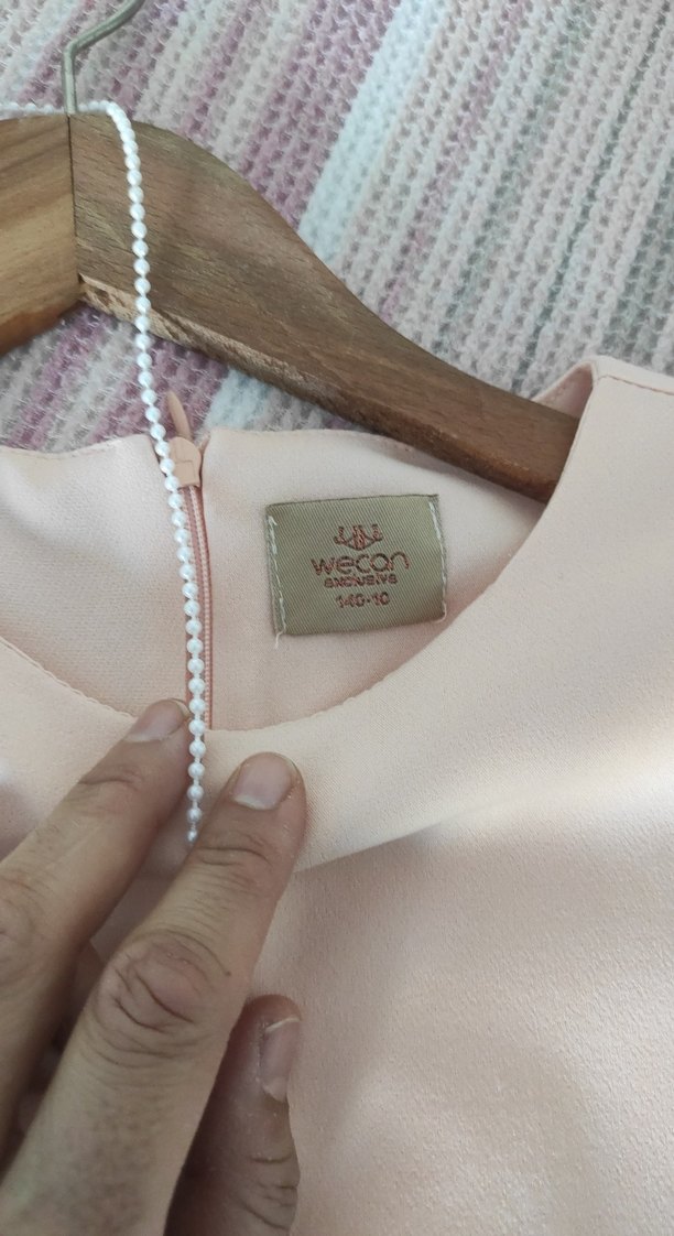 Pudra Renk Kız Çocuk Fırfırlı Elbise - Görsel 4