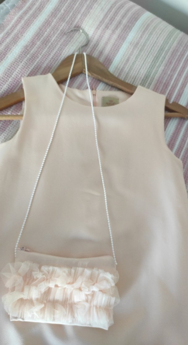 Pudra Renk Kız Çocuk Fırfırlı Elbise - Görsel 3