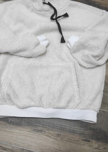 Gri Kapüşonlu Kadın Sweatshirt Rahat Kesim - Görsel 2