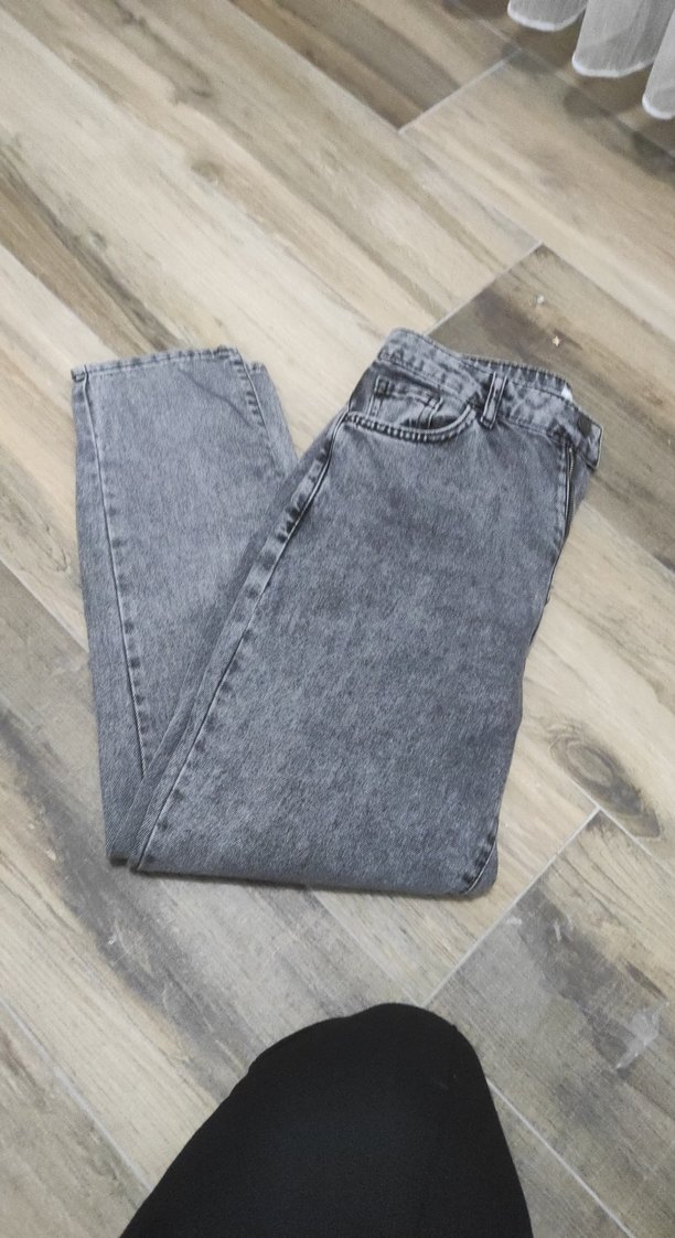 Gri Kadın Denim Pantolon Regular Fit - Görsel 4