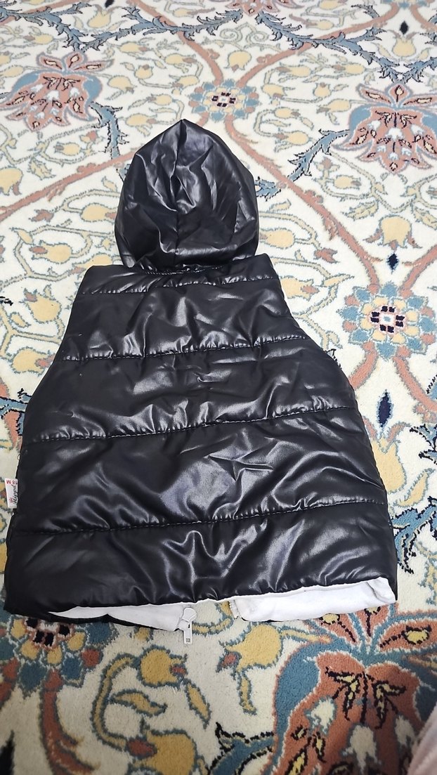 27.Kapüşonlu Erkek Çocuk Siyah Fermuarlı Yelek - Görsel 2