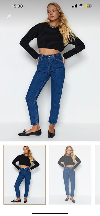 İndigo koyu mavi mom jean