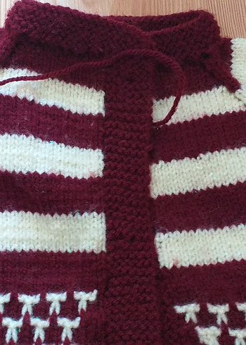 Bordo Düz Örme Hamile Kazak - Görsel 3