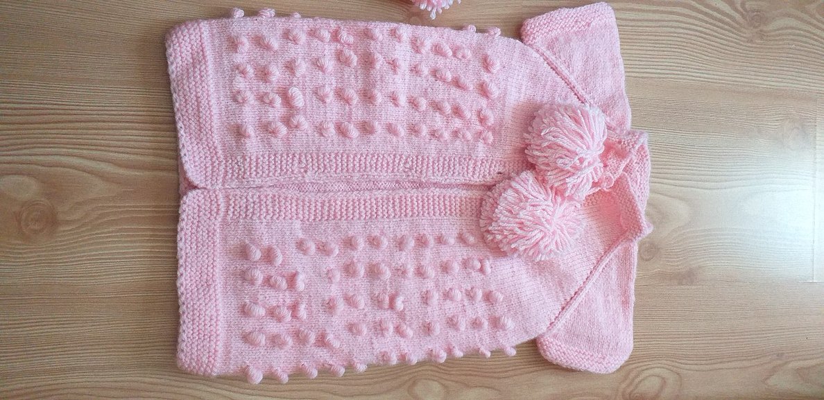 Kız Çocuk Pembe Triko Kazak el yapımıdır - Görsel 3