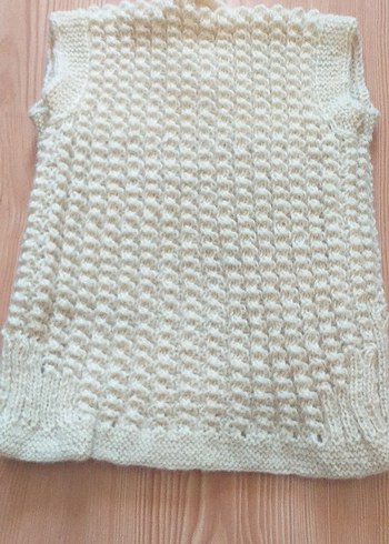 Beyaz Örgü Kadın Süveter yün iptir el yapımıdır - Görsel 3